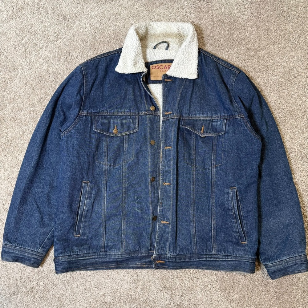 Oscar Jeans Sherpa Lined Denim Jacket Men's 4XL Blue Trucker Coat